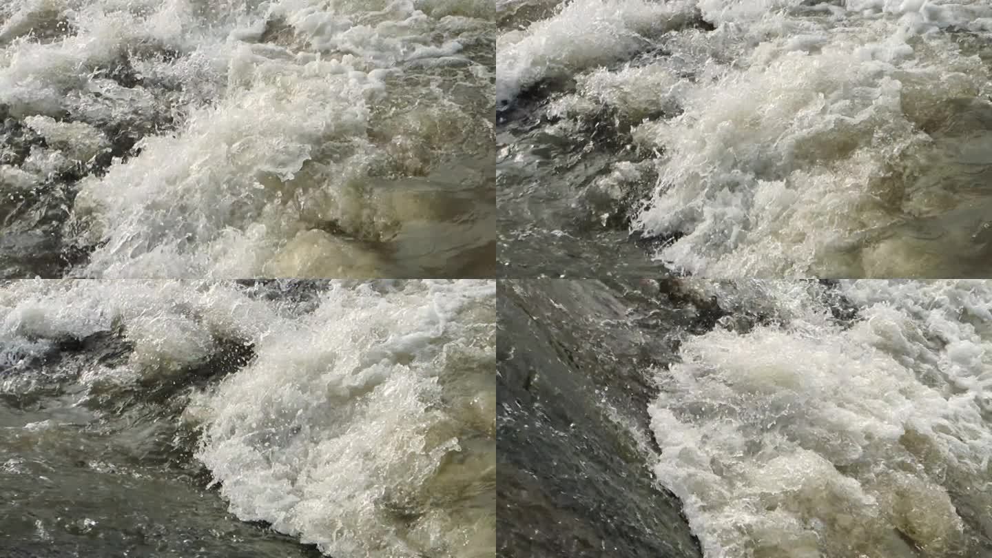 水浪花海浪溅起水浪飞溅浪花水花源泉水流走