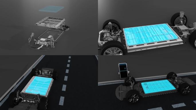 新能源电动汽车汽车充电零件组合分解动画