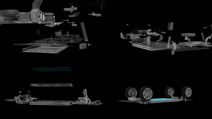 新能源电动汽车汽车模型零件结构分解带通道