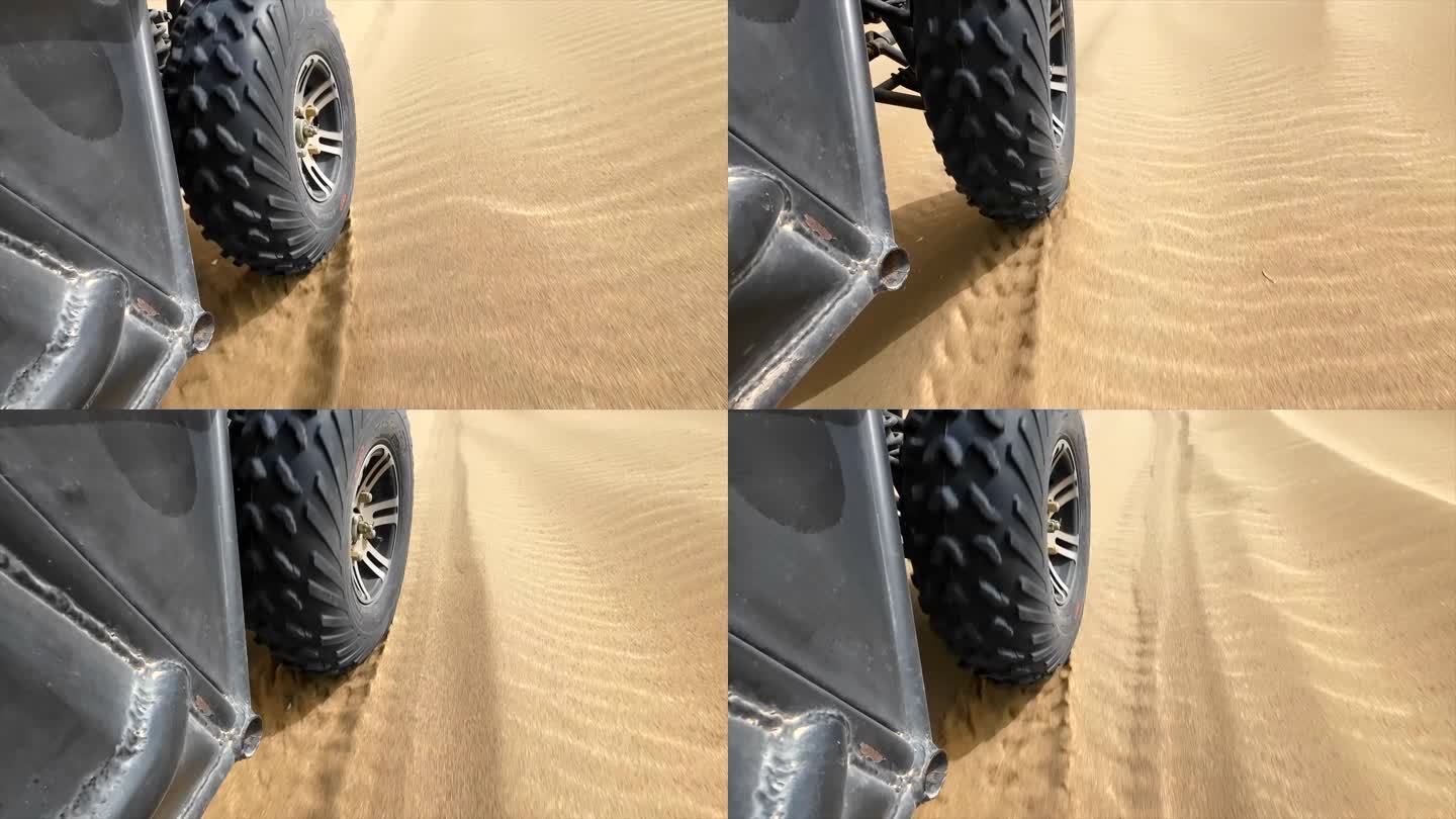 越野车轮在沙漠中行驶