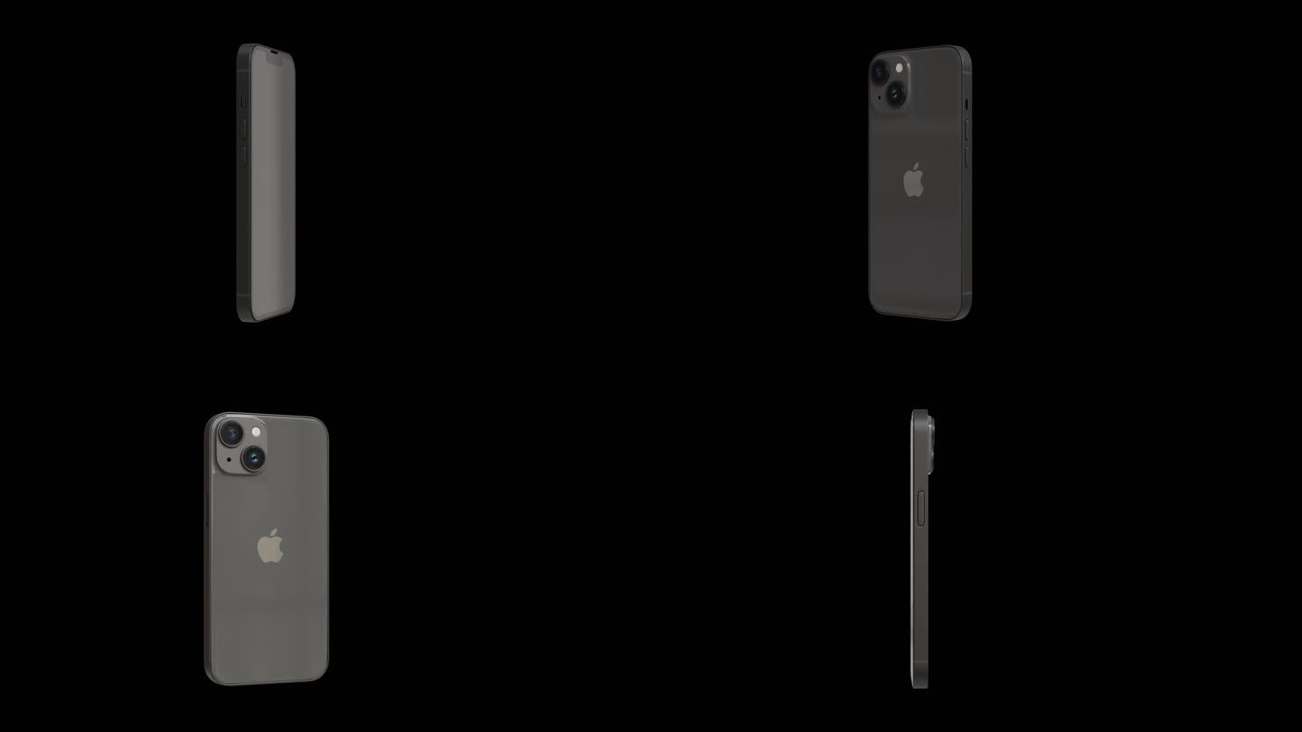 苹果iPhone 14黑色手机透明背景