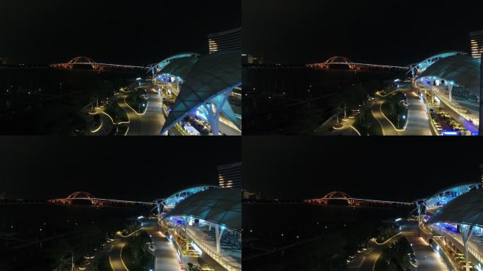 路桥总部厦门国际游艇汇五缘湾夜景航拍延时