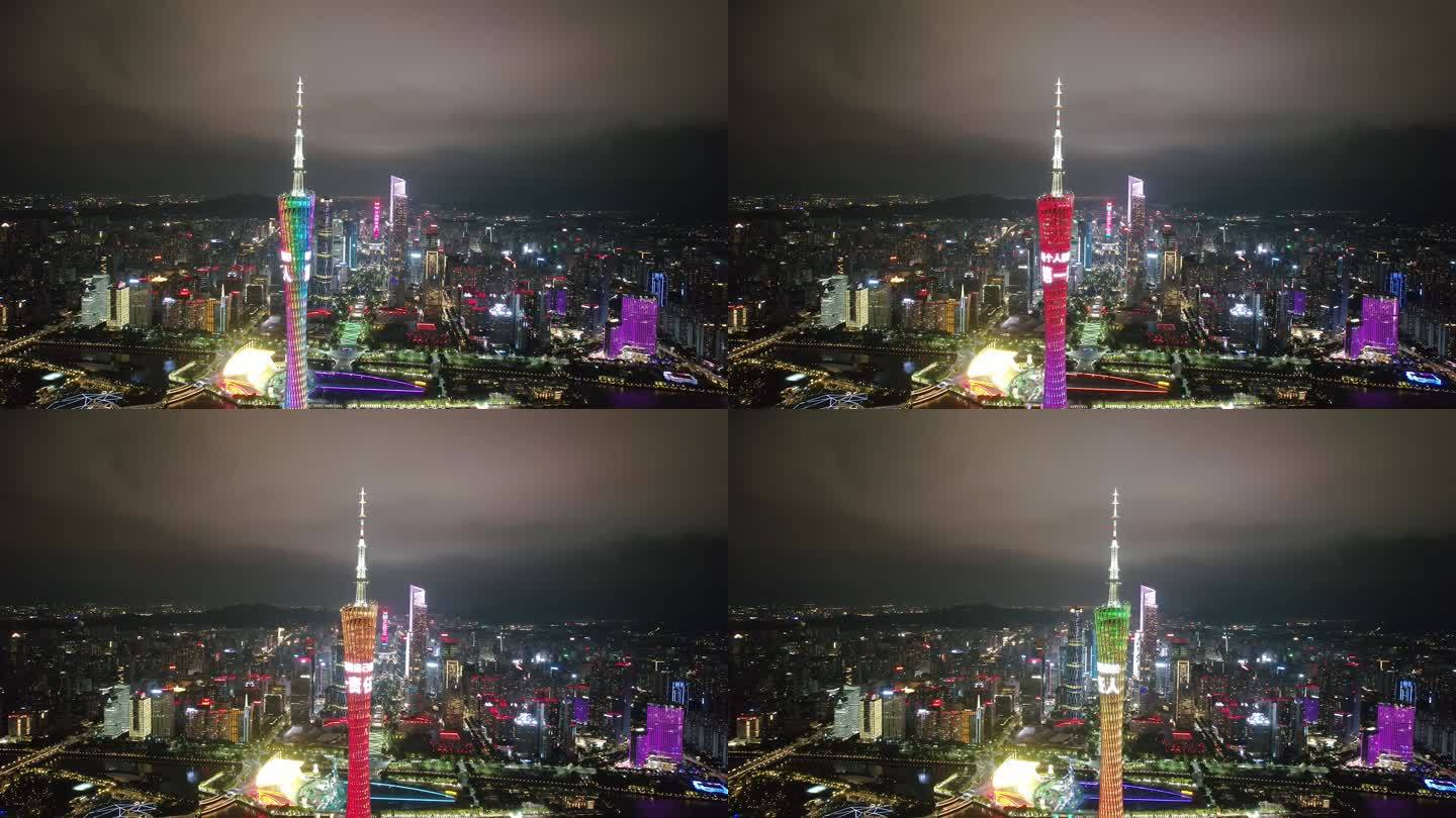 航拍广州塔夜景