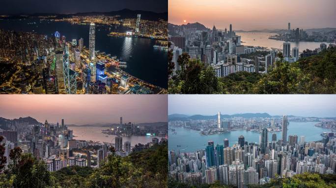 香港航拍夜景 相机延时 维多利亚港4k
