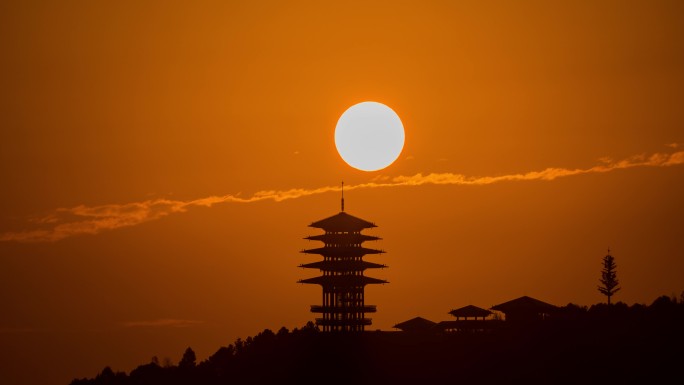 杭州临平东来阁日出