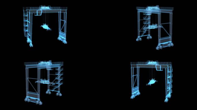 全息线框起重机素材带通道