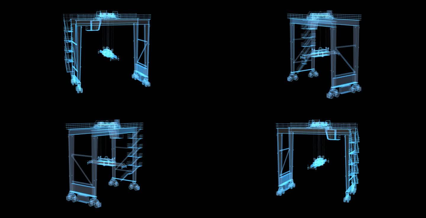 全息线框起重机素材带通道