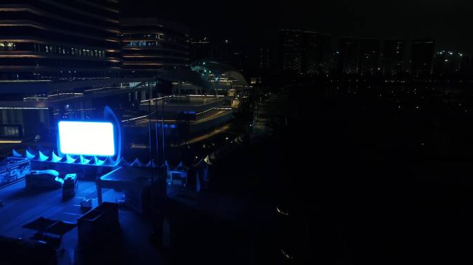 路桥总部厦门国际游艇汇五缘湾夜景航拍延时