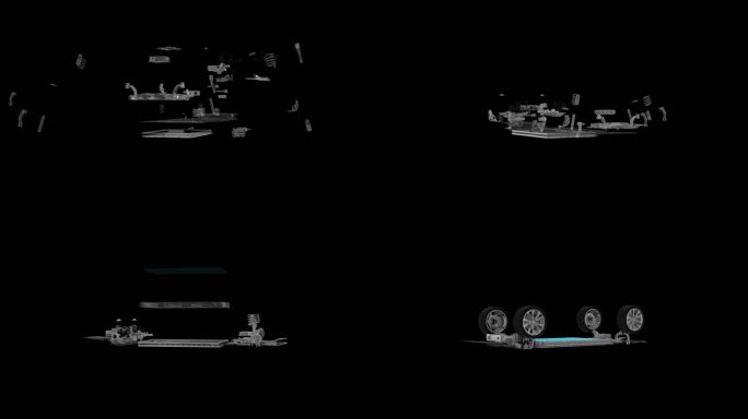 电动汽车汽车模型动画零件结构分解带通道