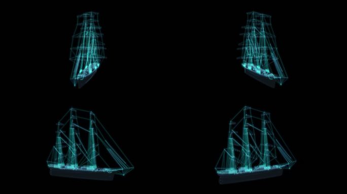 中型帆船 大帆船出海旅游科幻透明赛博朋克