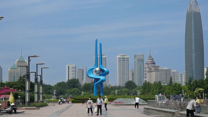 济南地标-泉城广场延时-喷泉-泉标