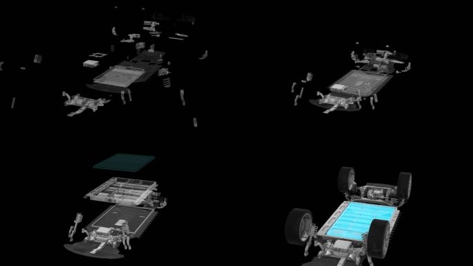 新能源电动汽车车辆零件分解模型动画带通道