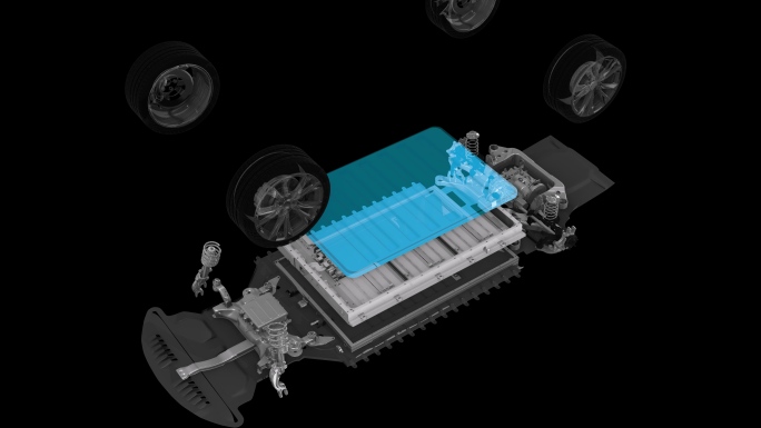 新能源电动汽车汽车模型动画分解组合带通道