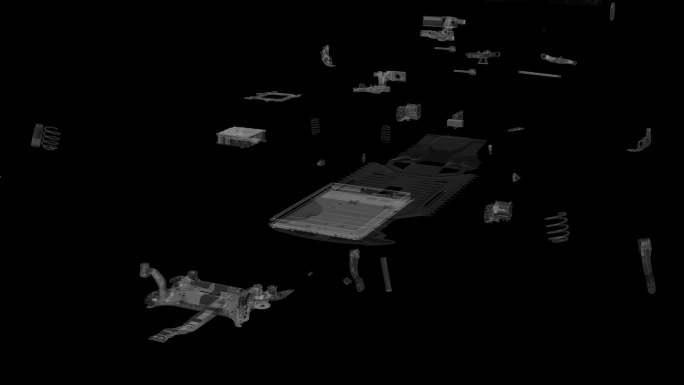 新能源电动汽车车辆结构动画模型分解带通道