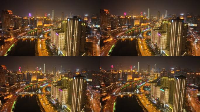 片头素材宣传片空镜 天津夜景航拍通用素材
