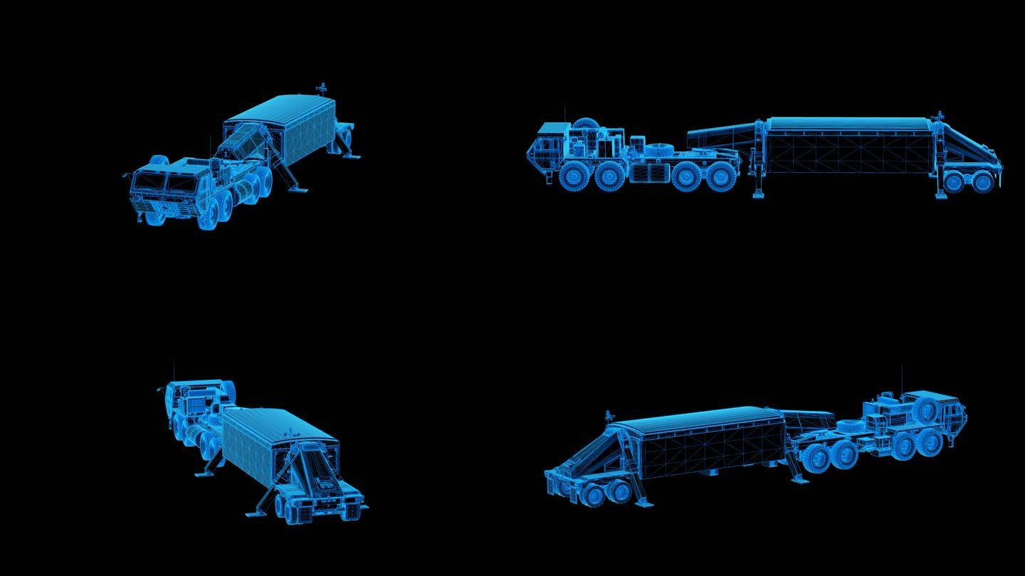 反导弹雷达车蓝色科技线条通道素材
