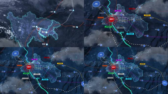 四川资阳市交通规划地图动画