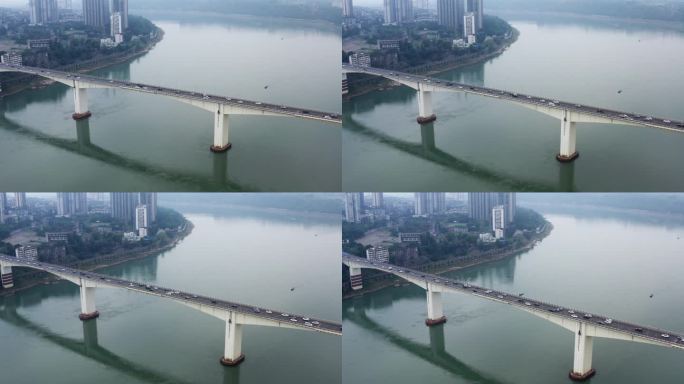 四川泸州长江大桥航拍4K视频