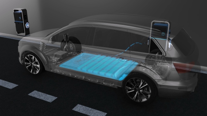 新能源电动汽车汽车充电充电桩绿色模型动画