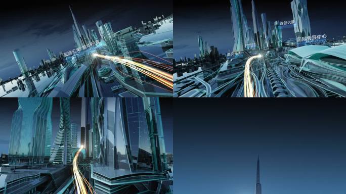 科技虚拟未来智慧城市穿梭片头-工程
