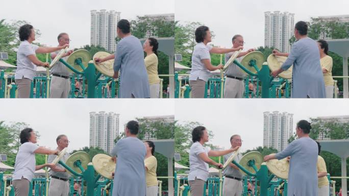 一群老人锻炼身体