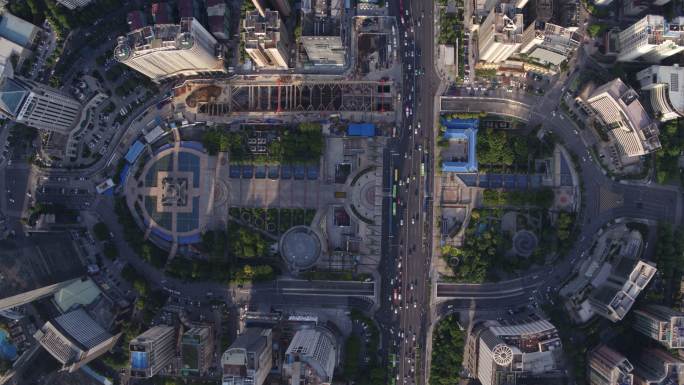 航拍俯拍广西南宁金湖广场五象广场结构形状