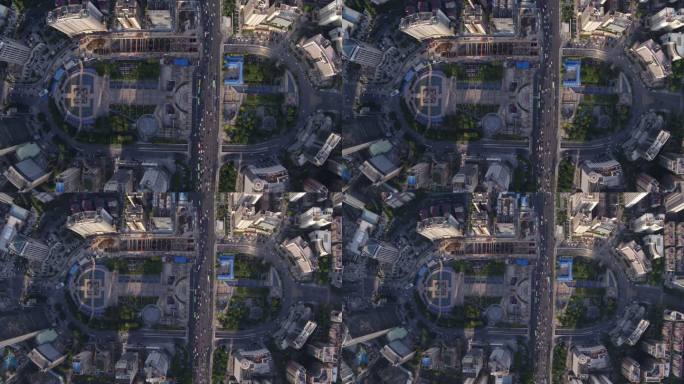 航拍俯拍广西南宁金湖广场五象广场结构形状