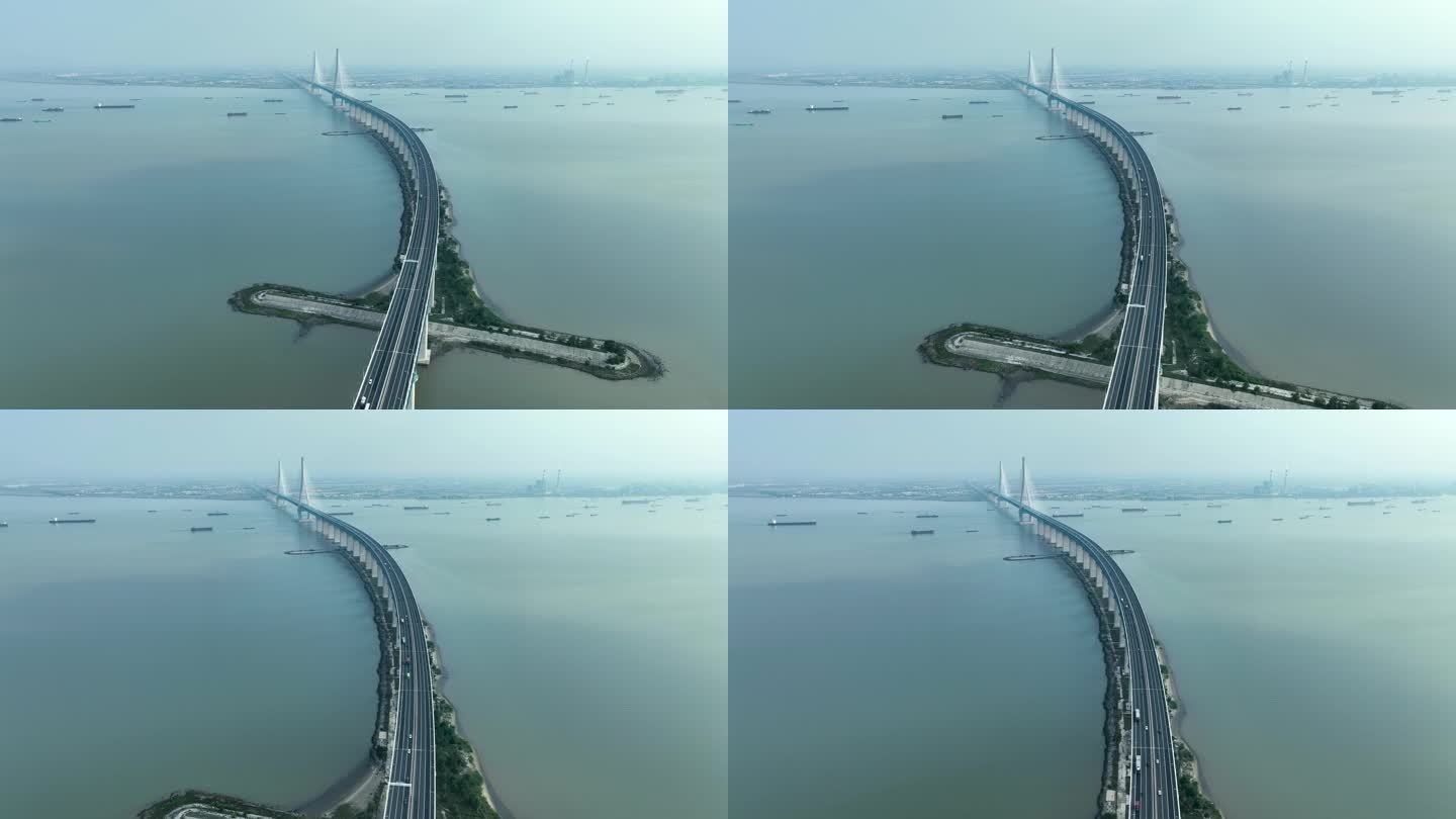 航拍沪苏通长江公铁大桥风景