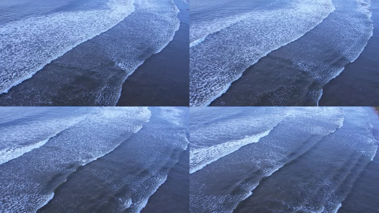 【4K可商用】壮观大海白沫海浪后浪推前浪