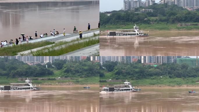 嘉陵江的游人 嘉陵江的游船