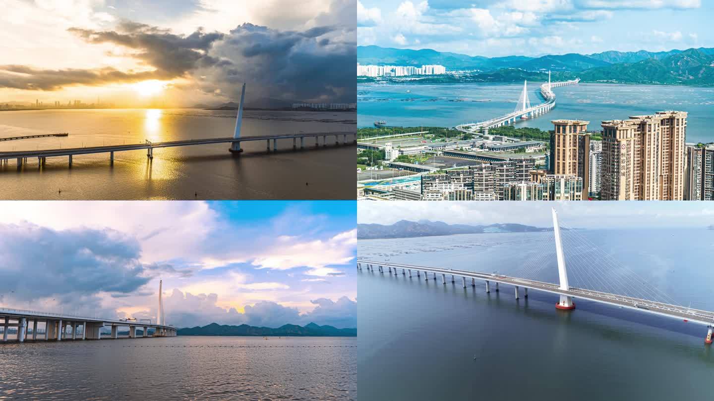 4K深圳湾大桥航拍延时摄影唯美大气合集
