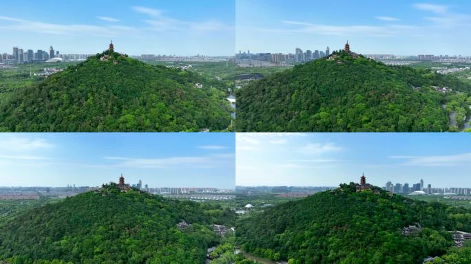 航拍江苏省南通市狼山景区风景