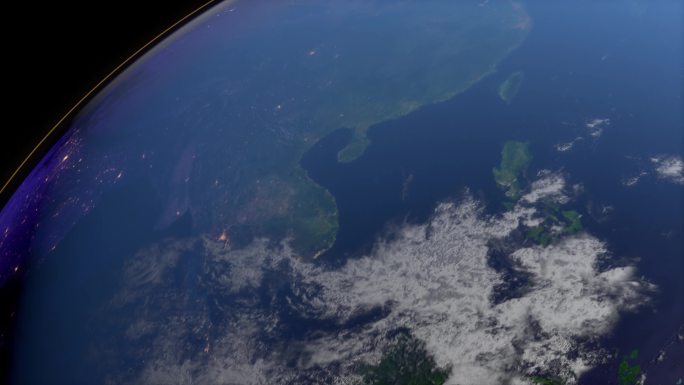 太空地球视角的中国大地特写