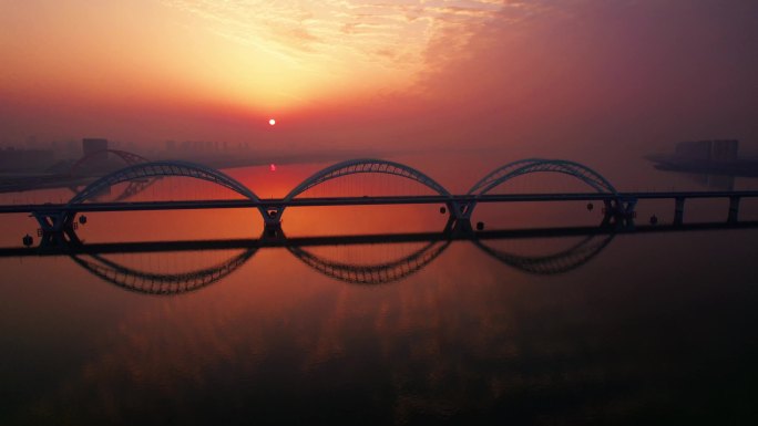杭州九堡大桥日出