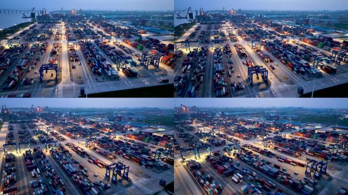 4K航拍江苏省南通市通海港口码头风景