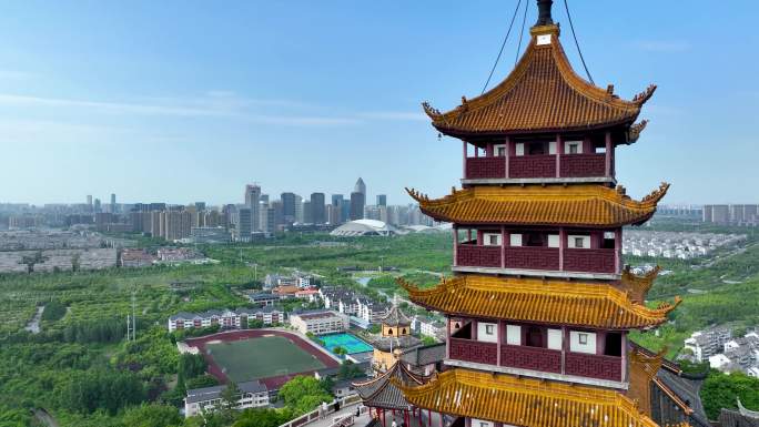 航拍江苏省南通市狼山景区风景