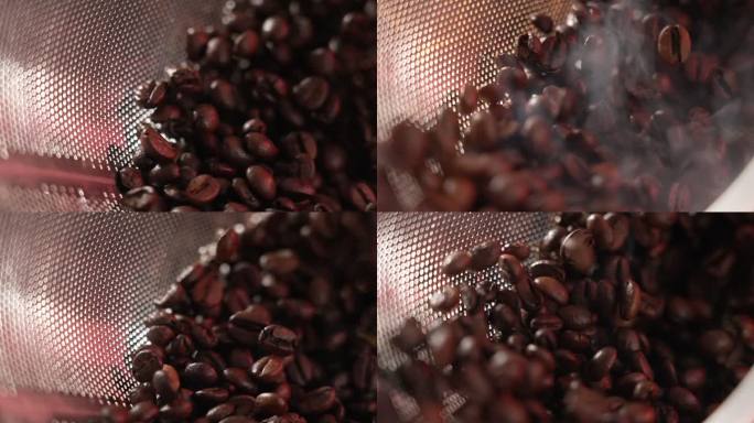 咖啡制作咖啡豆烘焙翻炒视频素材