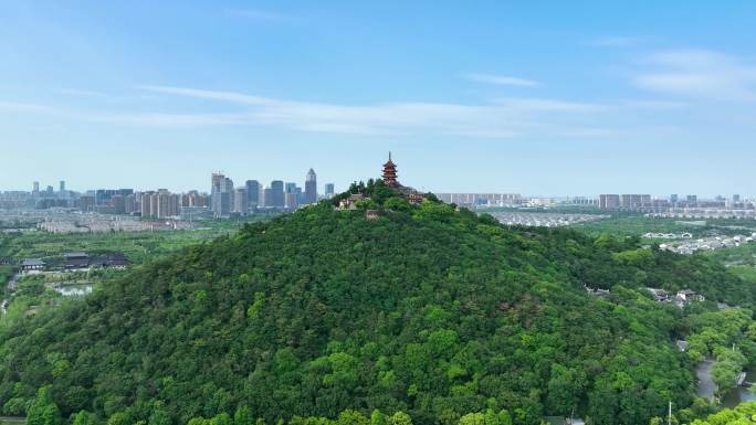 航拍江苏省南通市狼山景区风景