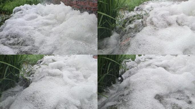 内涝洪灾洪流浊水泛滥溢出流走暴雨下雨水灾