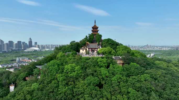 航拍江苏省南通市狼山景区风景