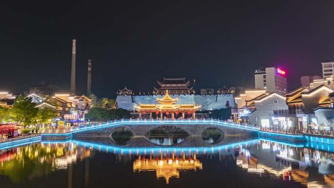 崇左太平古城夜景太平府夜景延时