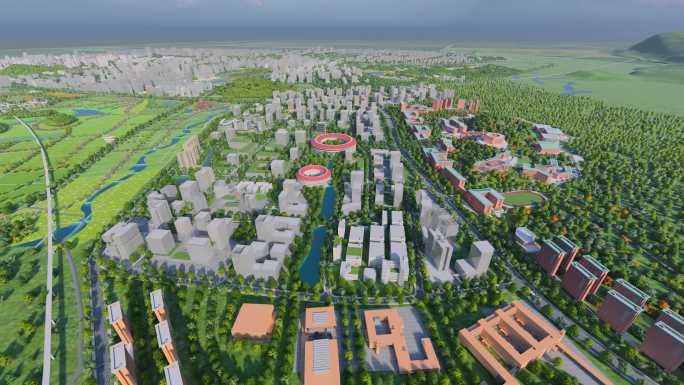 三维城市建筑深圳光明科学城中轴模型