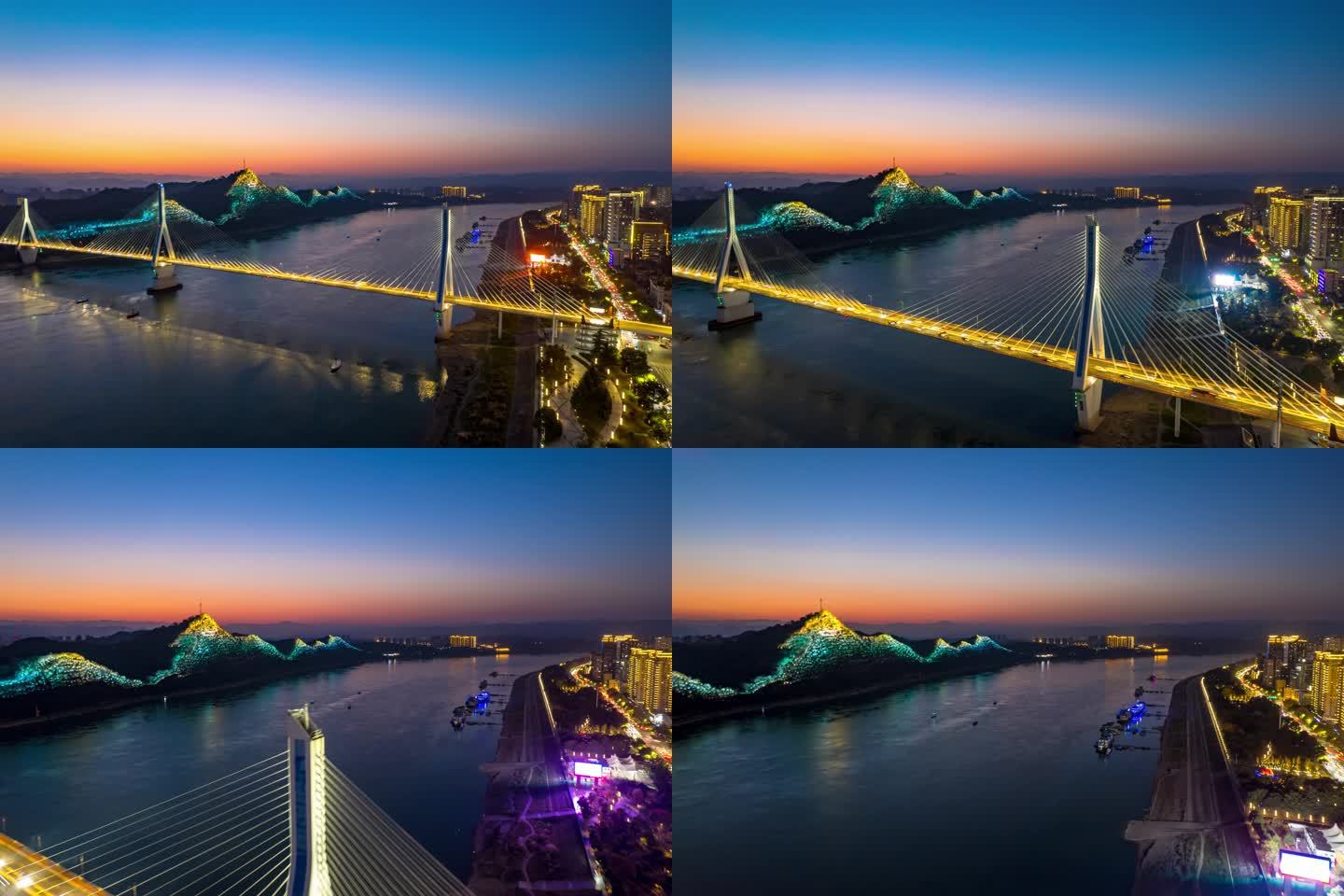 宜昌夷陵长江大桥夜景视频
