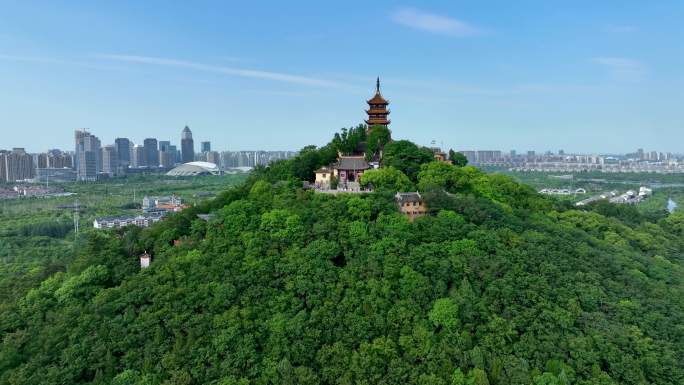 航拍江苏省南通市狼山景区风景