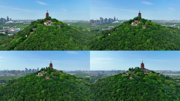 航拍江苏省南通市狼山景区风景