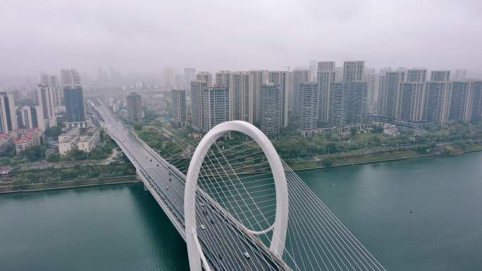 环绕航拍广西柳州白沙大桥