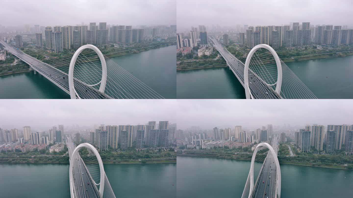 环绕航拍广西柳州白沙大桥