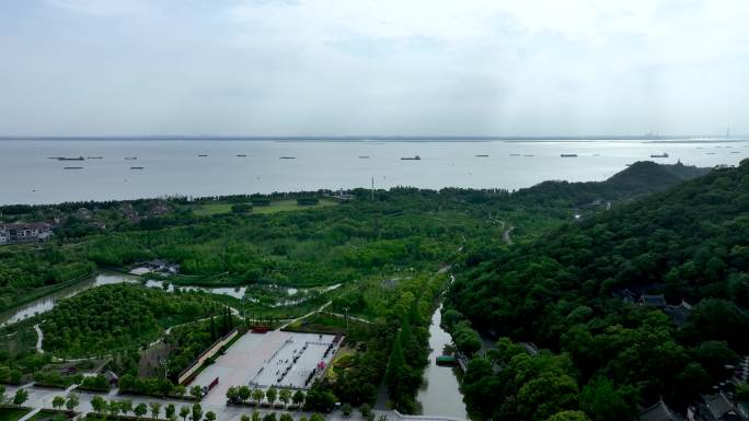 航拍江苏省南通市狼山景区风景