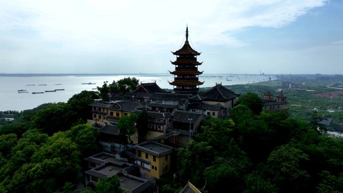 航拍江苏省南通市狼山景区风景