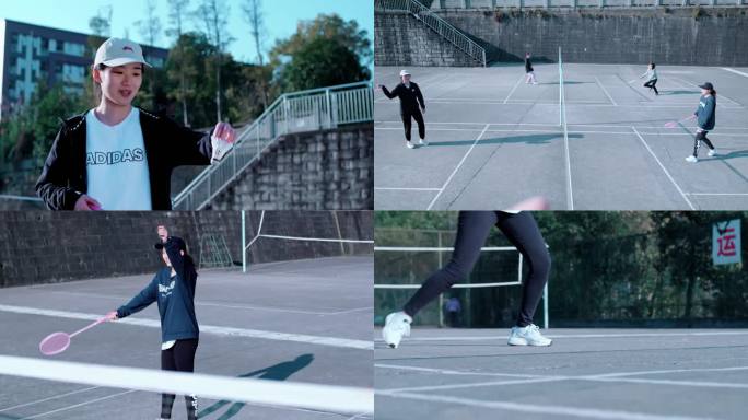 【4K】大学女生打羽毛球